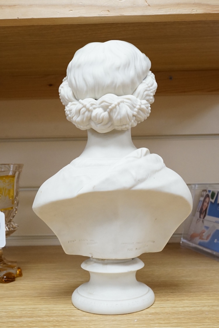 A Victorian Crystal Palace Art Union Copeland Parian bust of Princess Alexandra, 30cm high